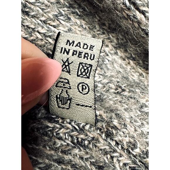 Peruvian Link Alpaca Collection Grey Open Front Cardigan Sweater W. Pockets Sz M - Picture 5 of 6